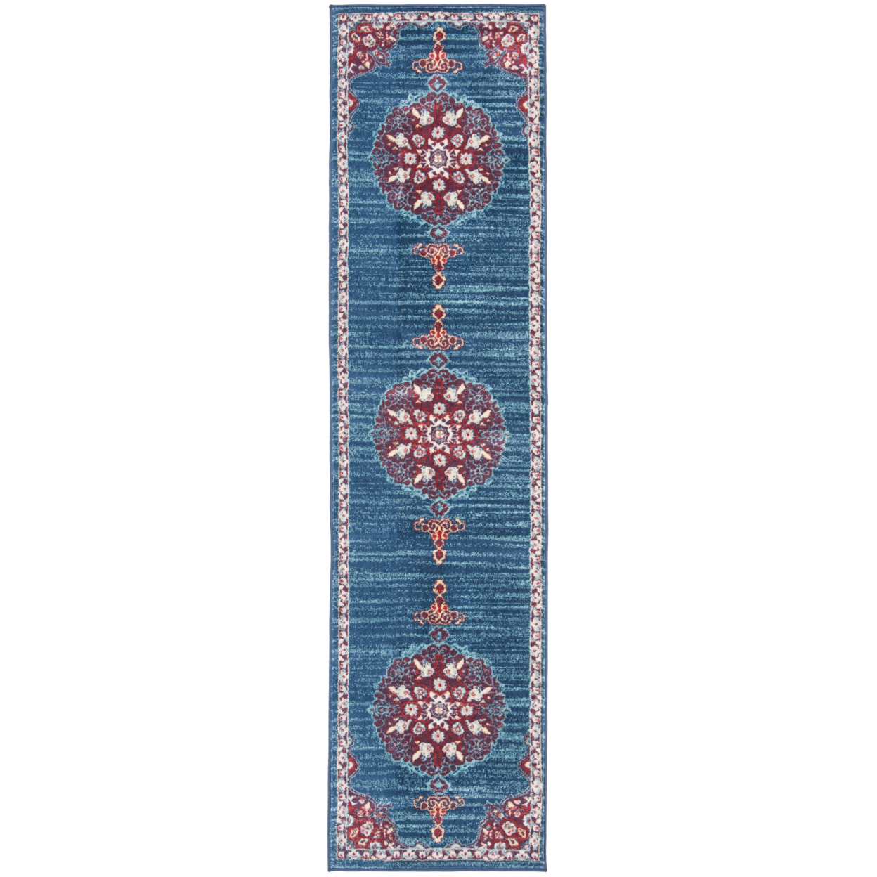 SAFAVIEH Brentwood Collection BNT867P Navy / Burgundy Rug - 6'-7 X 6'-7 Square