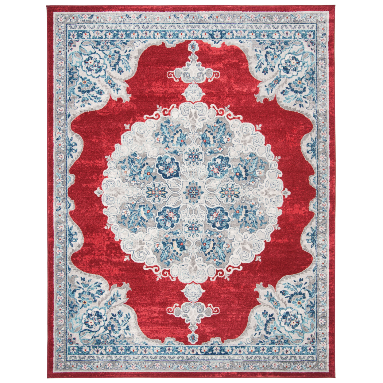 SAFAVIEH Brentwood Collection BNT867Q Red / Ivory Rug - 8' X 10'