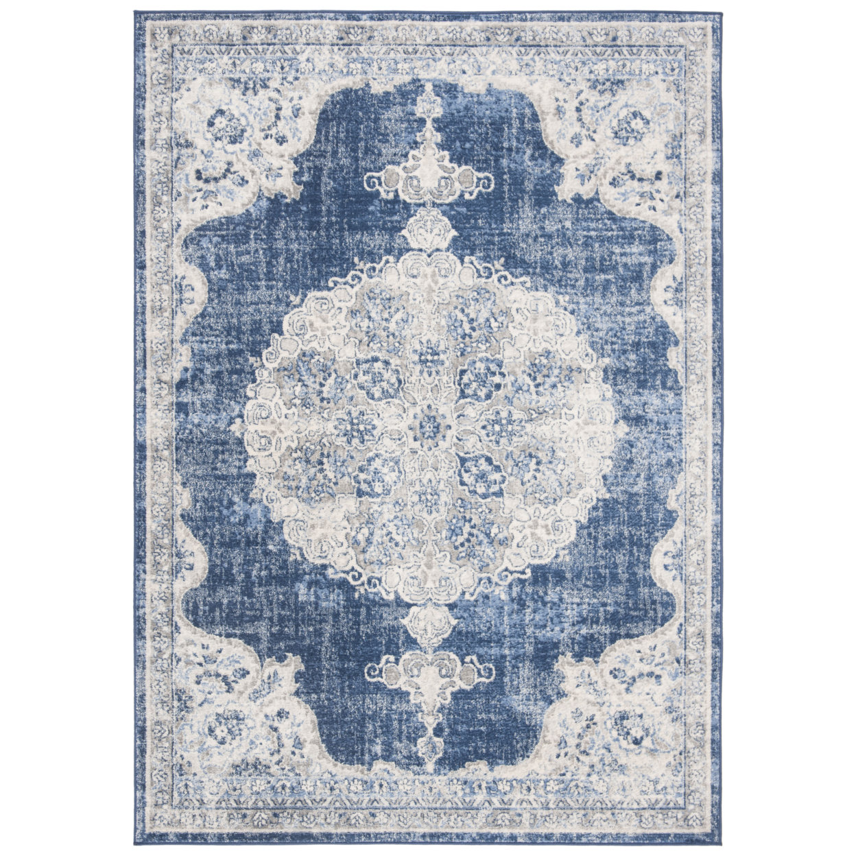 SAFAVIEH Brentwood Collection BNT867N Navy / Ivory Rug - 5'-3 X 7'-6