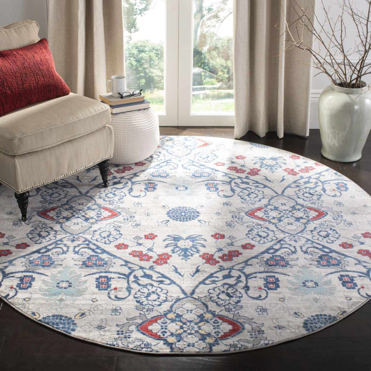 SAFAVIEH Brentwood Collection BNT894M Navy / Grey Rug - 5'-3 X 7'-6