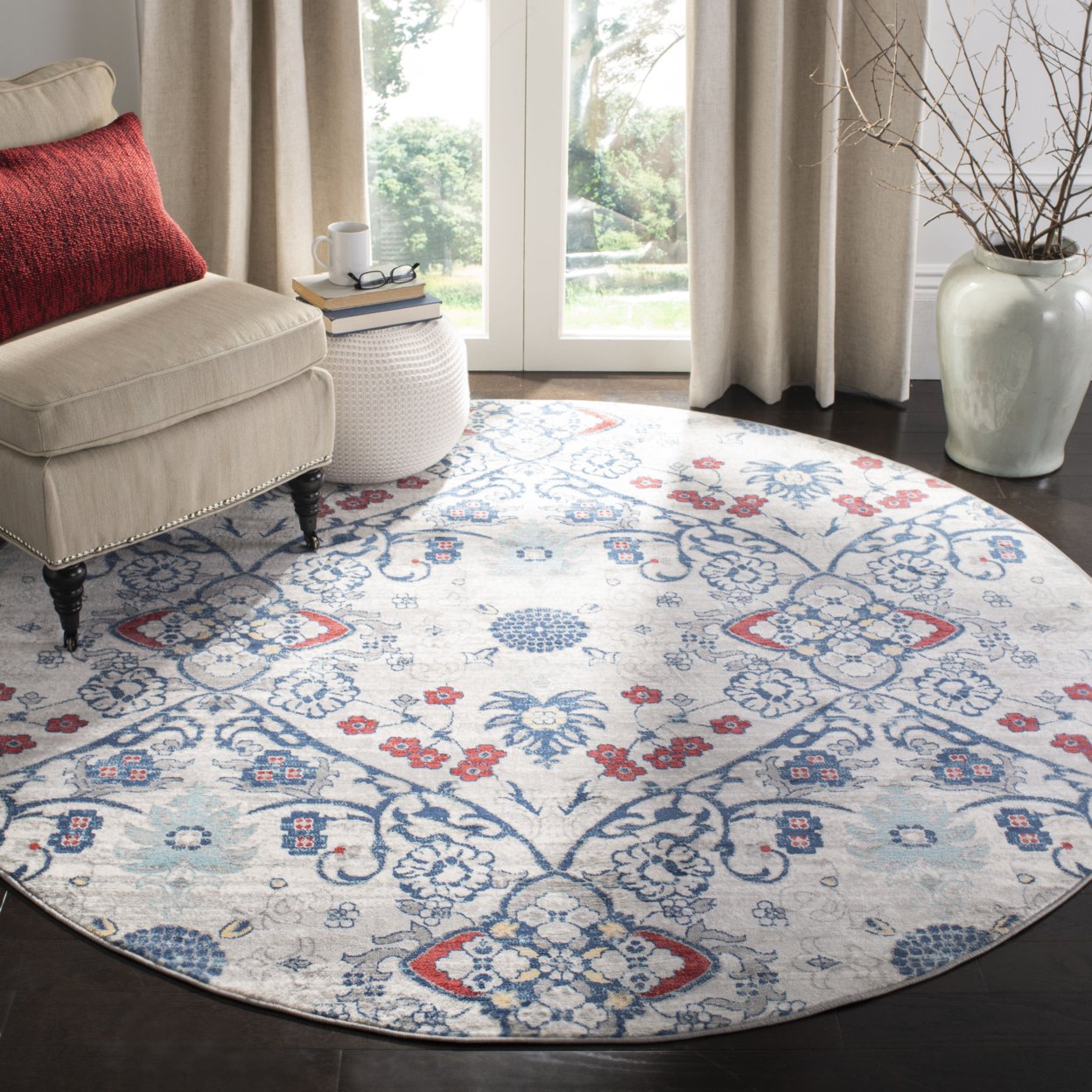 SAFAVIEH Brentwood Collection BNT894M Navy / Grey Rug - 2' X 12'