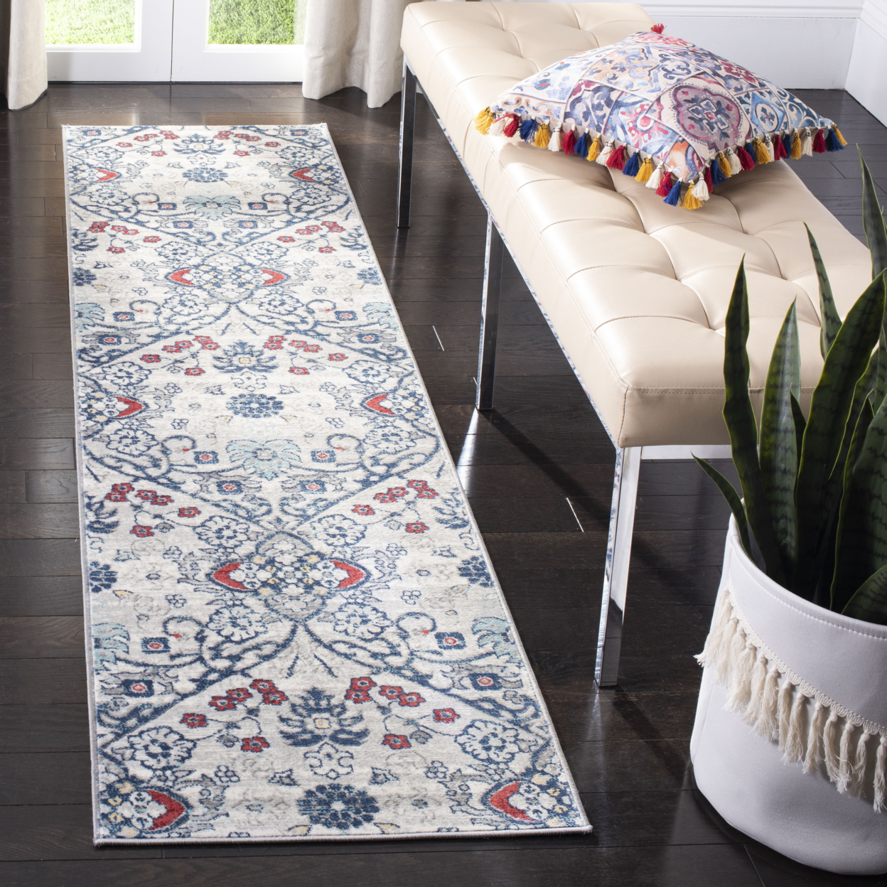 SAFAVIEH Brentwood Collection BNT894M Navy / Grey Rug - 9' X 12'