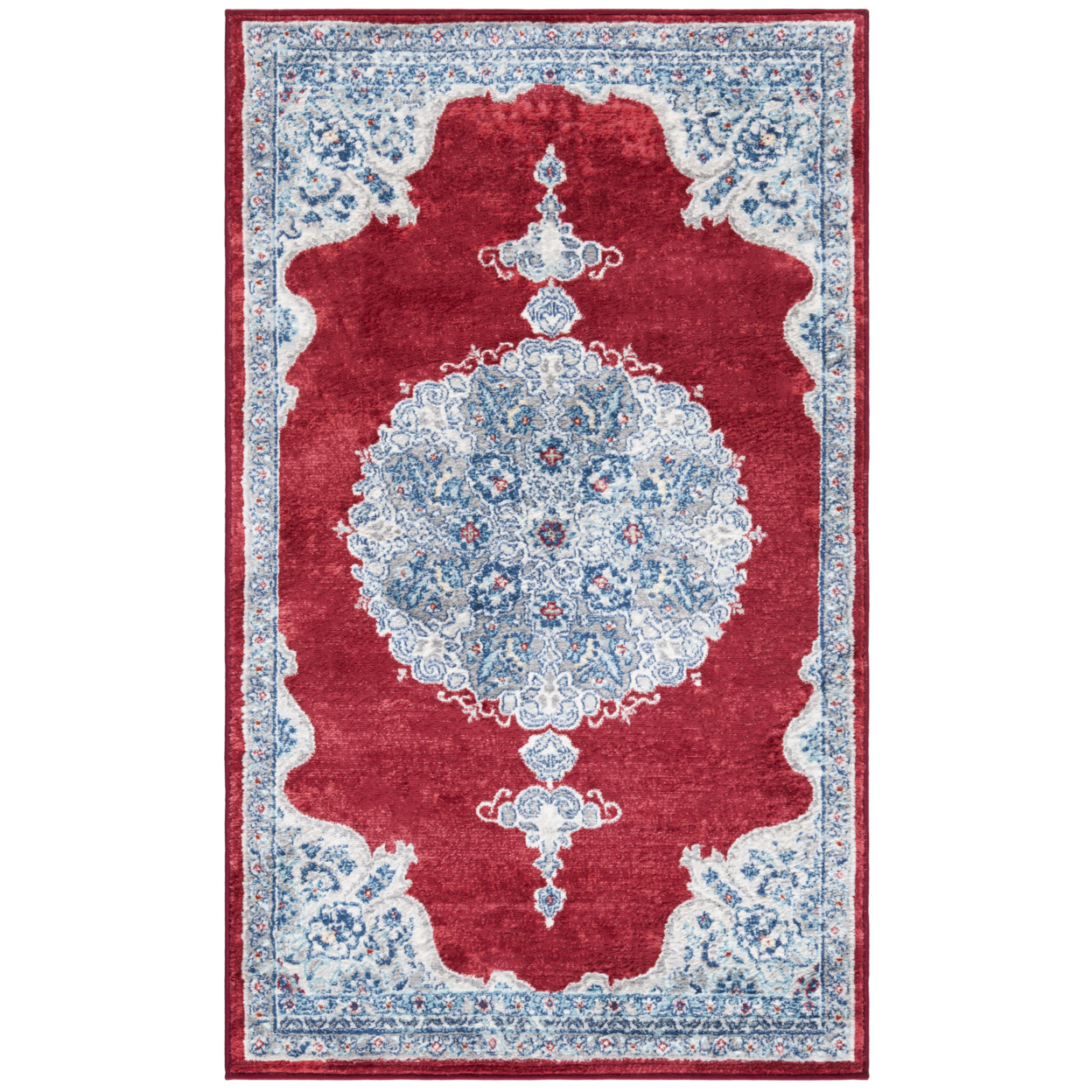 SAFAVIEH Brentwood Collection BNT867Q Red / Ivory Rug - 3' X 5'