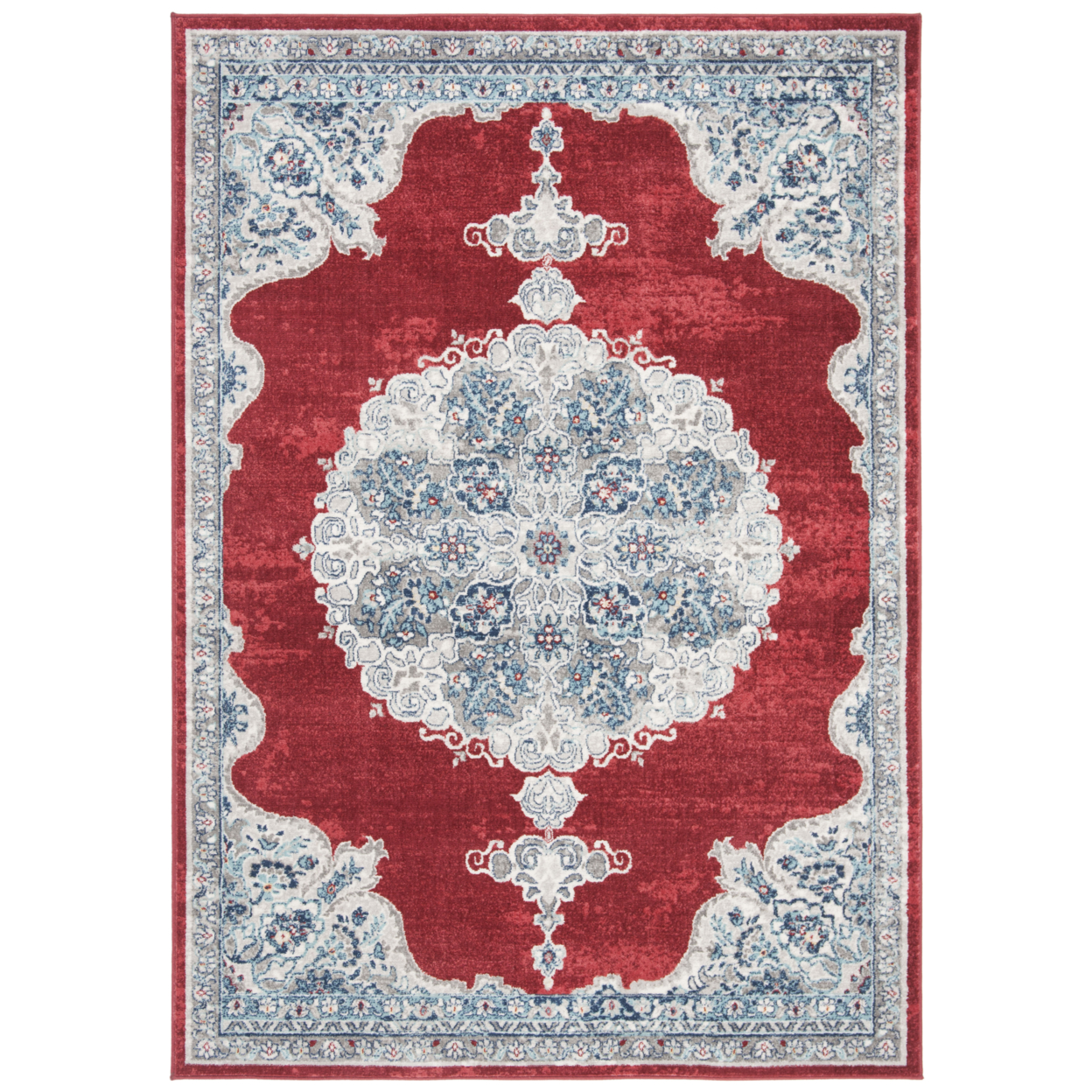 SAFAVIEH Brentwood Collection BNT867Q Red / Ivory Rug - 5'-3 X 7'-6