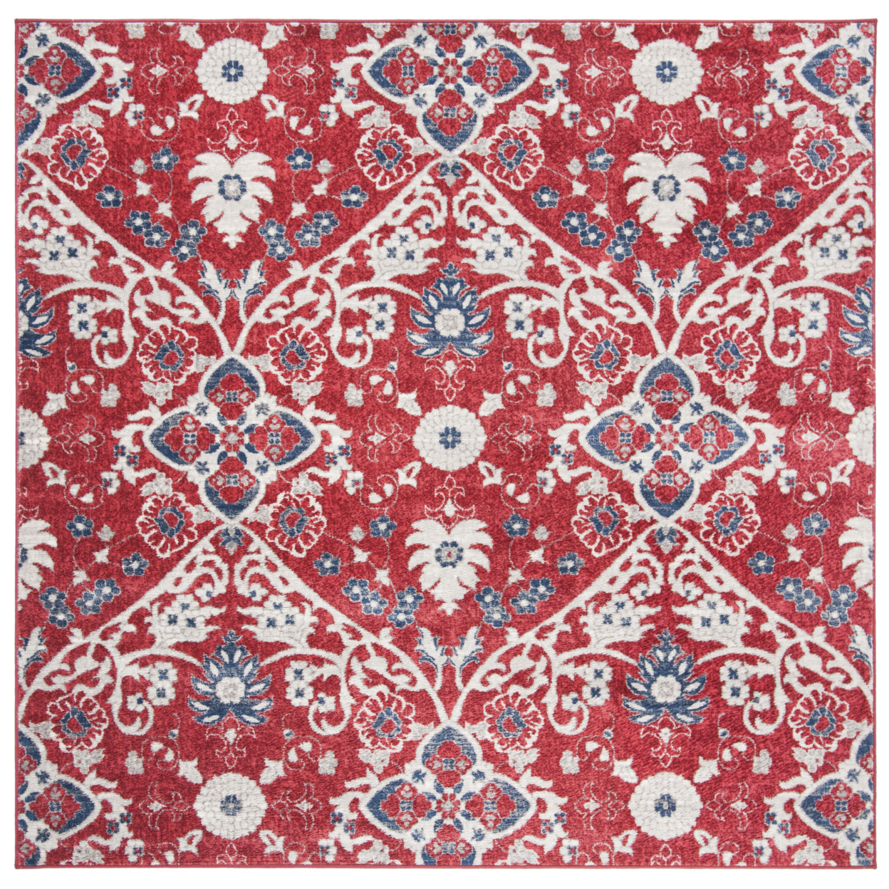 SAFAVIEH Brentwood Collection BNT894R Red / Ivory Rug - 6'-7 X 6'-7 Square