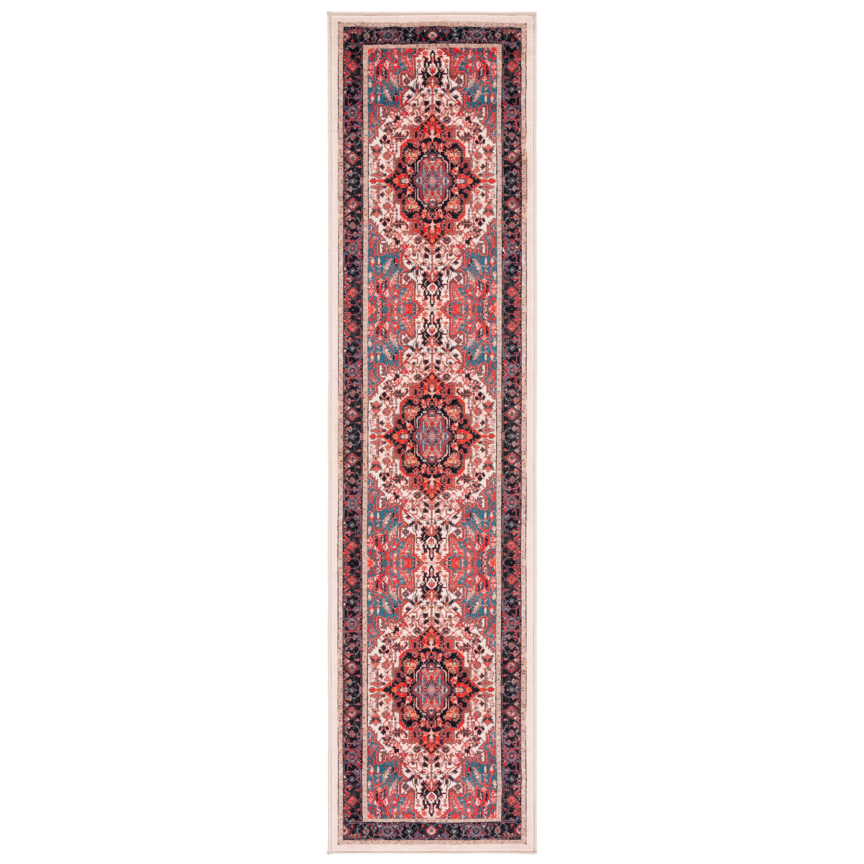 SAFAVIEH Riviera Collection RIV138A Ivory / Blue Rug - 2' 2 X 9'