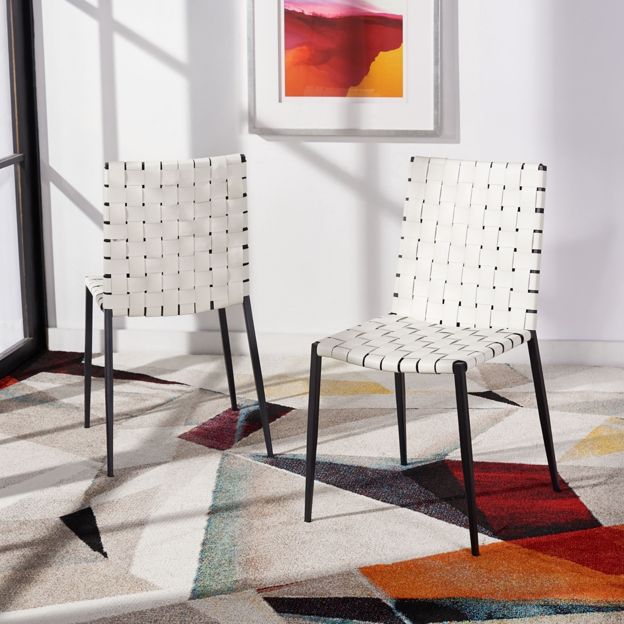 SAFAVIEH Rayne Woven Dining Chair Set Of 2 White / Silver