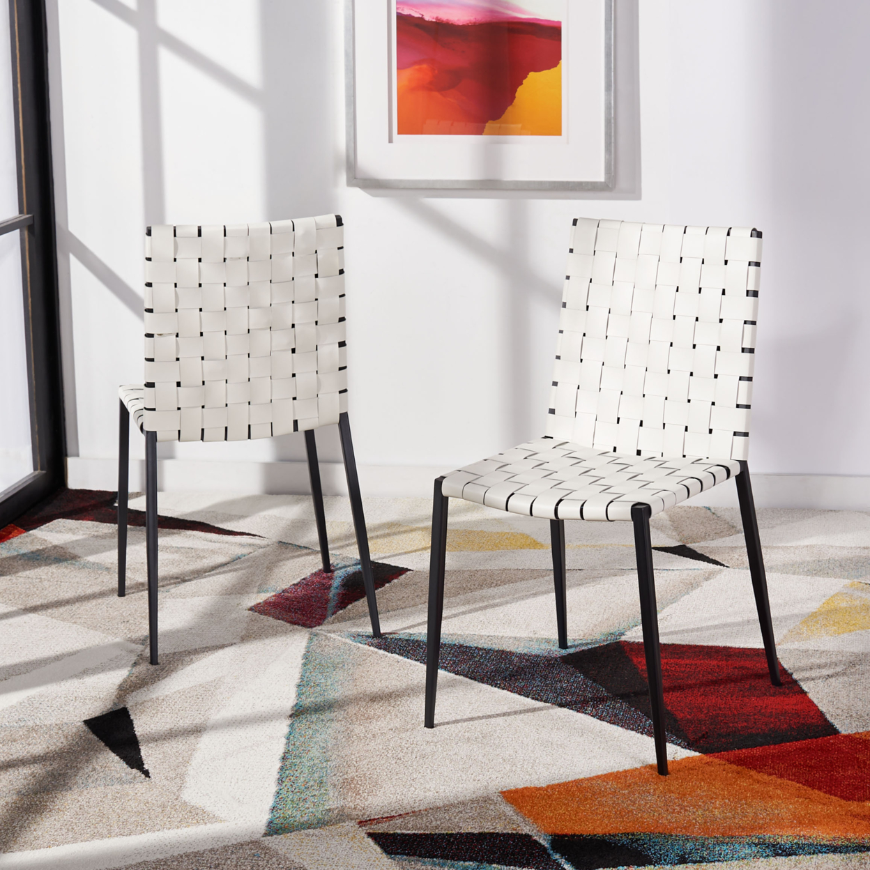 SAFAVIEH Rayne Woven Dining Chair Set Of 2 White / Black
