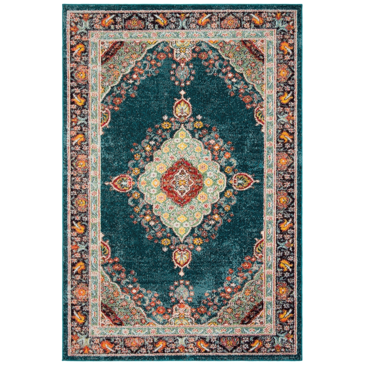 SAFAVIEH Madison Collection MAD252N Navy / Turquoise Rug - 5'-3 X 7'-6