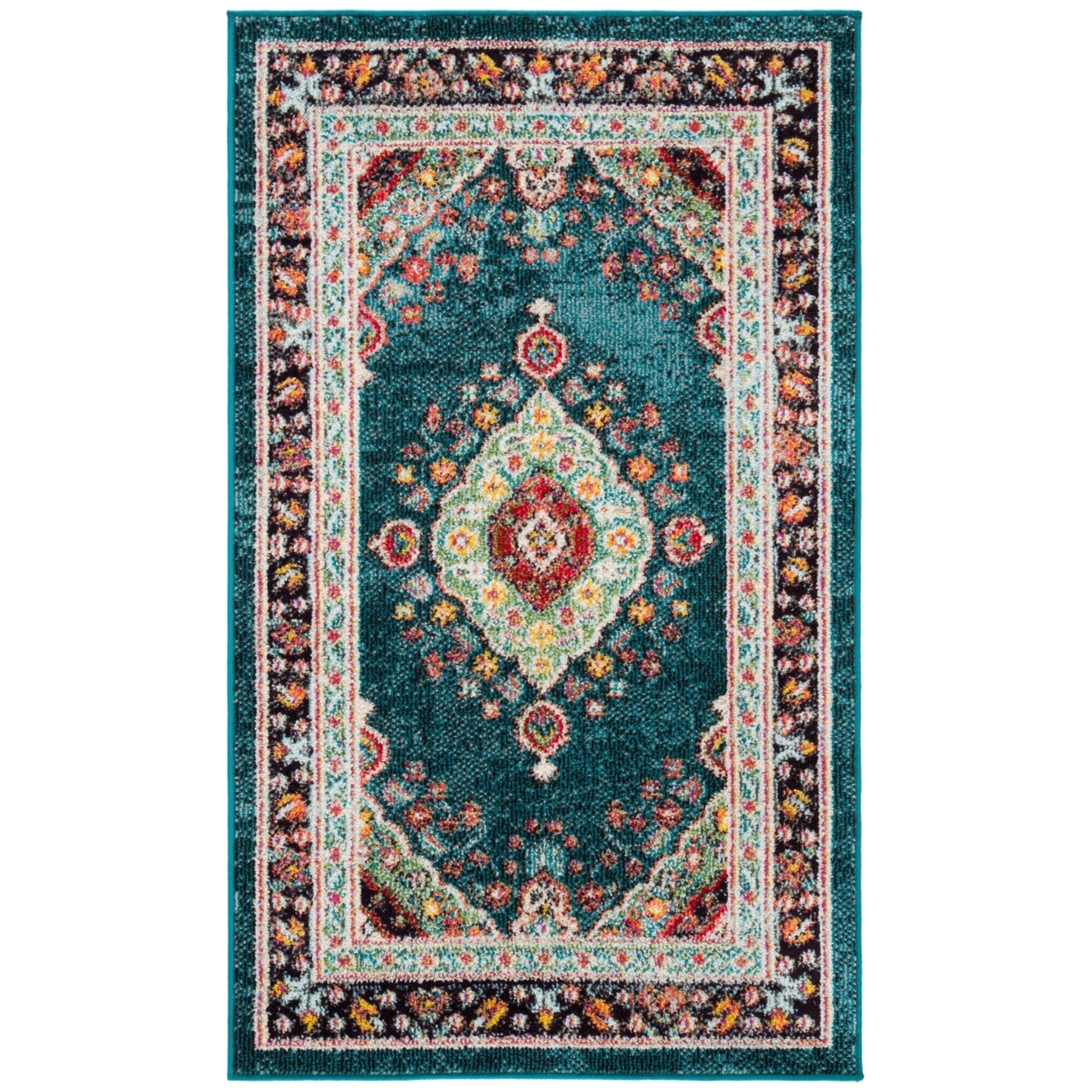 SAFAVIEH Madison Collection MAD252N Navy / Turquoise Rug - 3' X 5'
