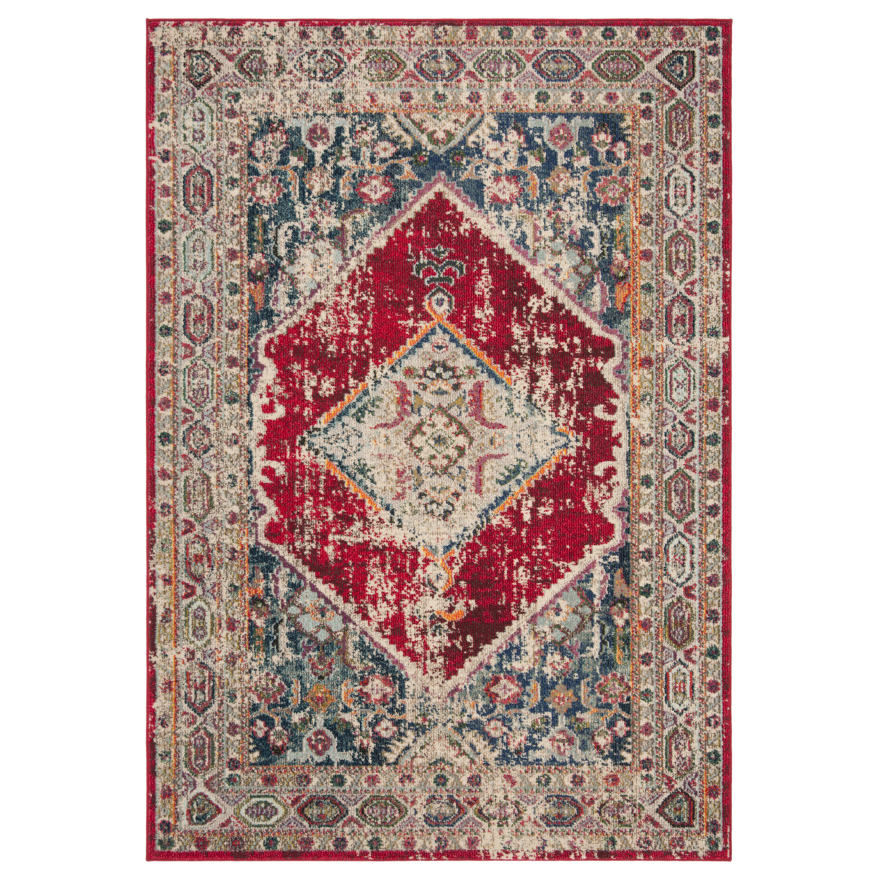 SAFAVIEH Monaco Collection MNC257A Ivory / Red Rug - 5'-1 X 7'-7