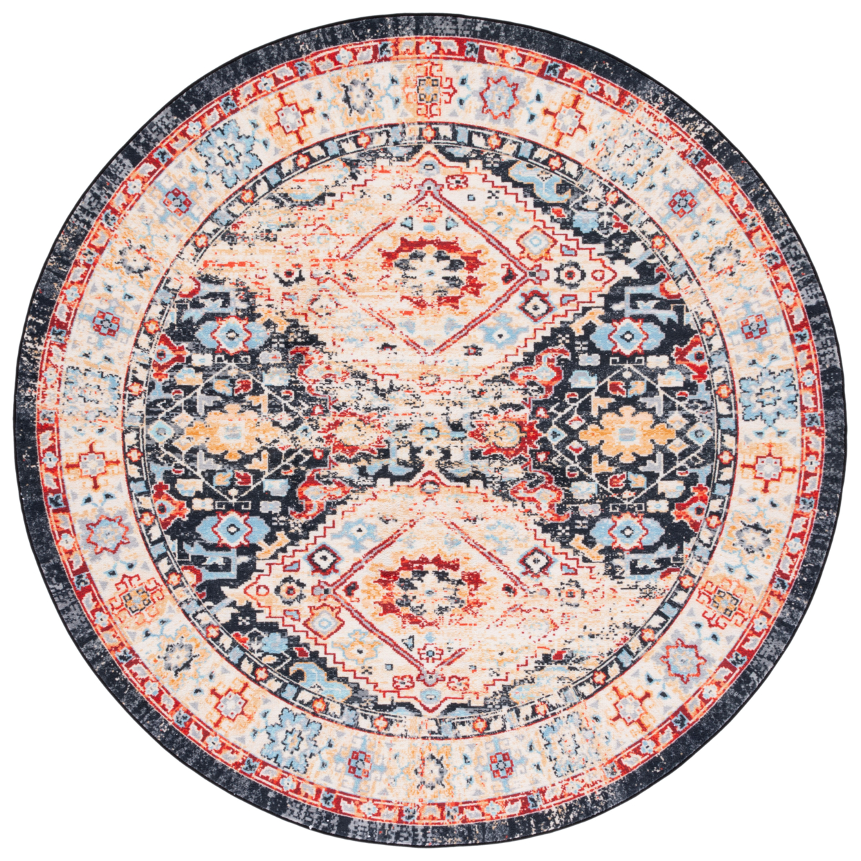 SAFAVIEH Riviera Collection RIV157H Charcoal / Gold Rug - 6' 7 Round