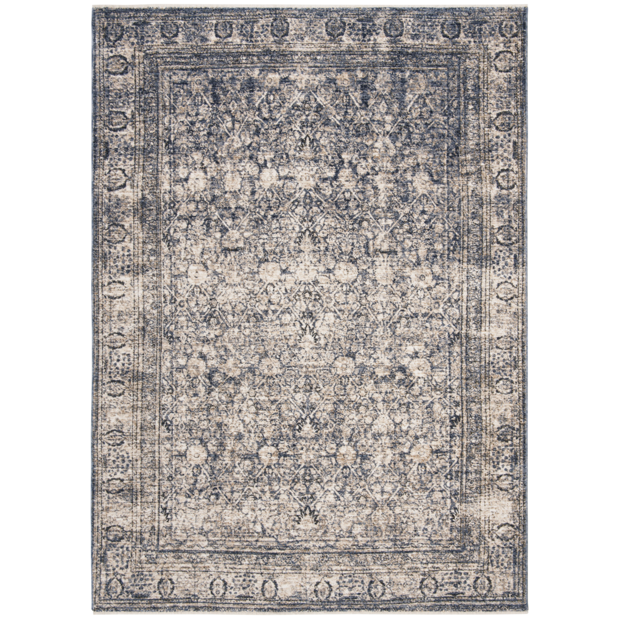 SAFAVIEH Vintage Oushak Collection VOS233M Navy/Ivory Rug - 6' 7 Square