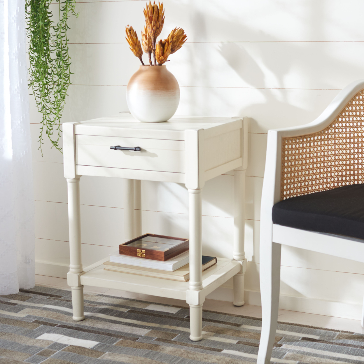 SAFAVIEH Filbert 1-Drawer Accent Table Distressed White