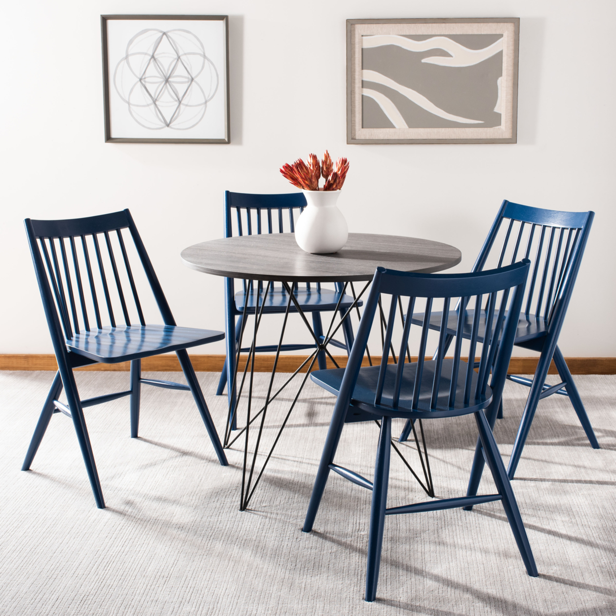 SAFAVIEH Wren 19H Spindle Dining Chair Set Of 2 Navy
