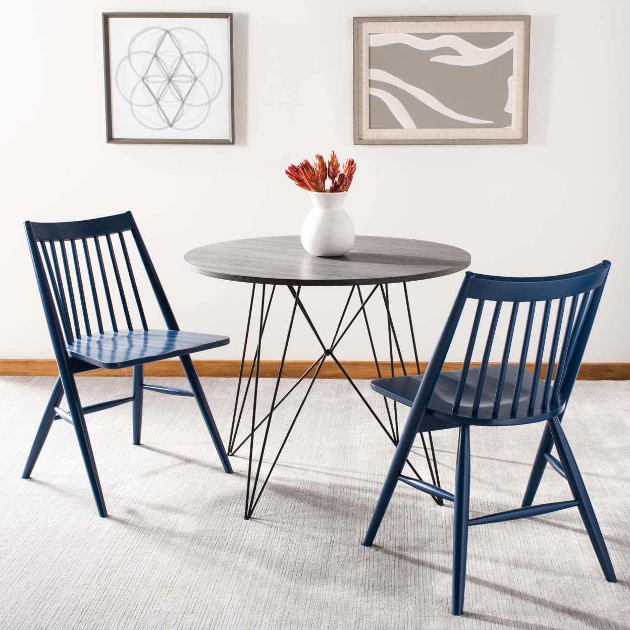 SAFAVIEH Wren 19H Spindle Dining Chair Set Of 2 Navy
