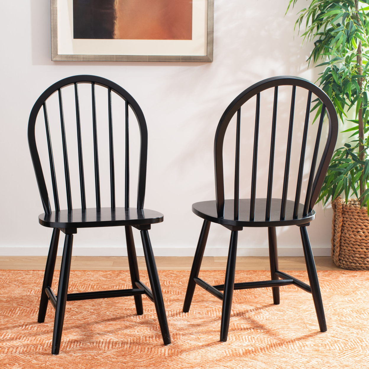 SAFAVIEH Camden Spindle Back Dining Chair Set Of 2 Black