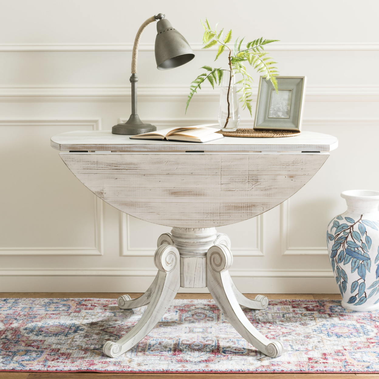 SAFAVIEH Forest Drop Leaf Dining Table Antique White