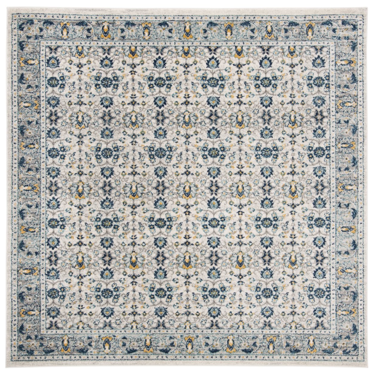 SAFAVIEH Madison Collection MAD151N Ivory / Navy Rug - 6'-7 X 6'-7 Square
