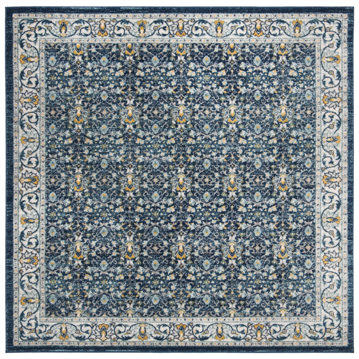 SAFAVIEH Madison Collection MAD151D Navy / Creme Rug - 6'-7 X 6'-7 Square