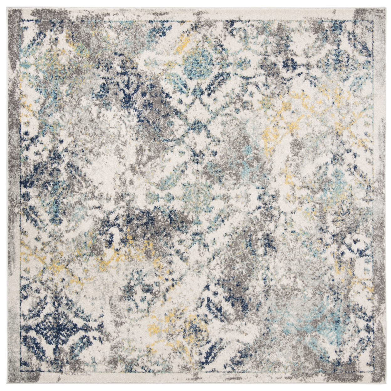 SAFAVIEH Madison Collection MAD159M Ivory / Blue Rug - 6'-7 X 6'-7 Square