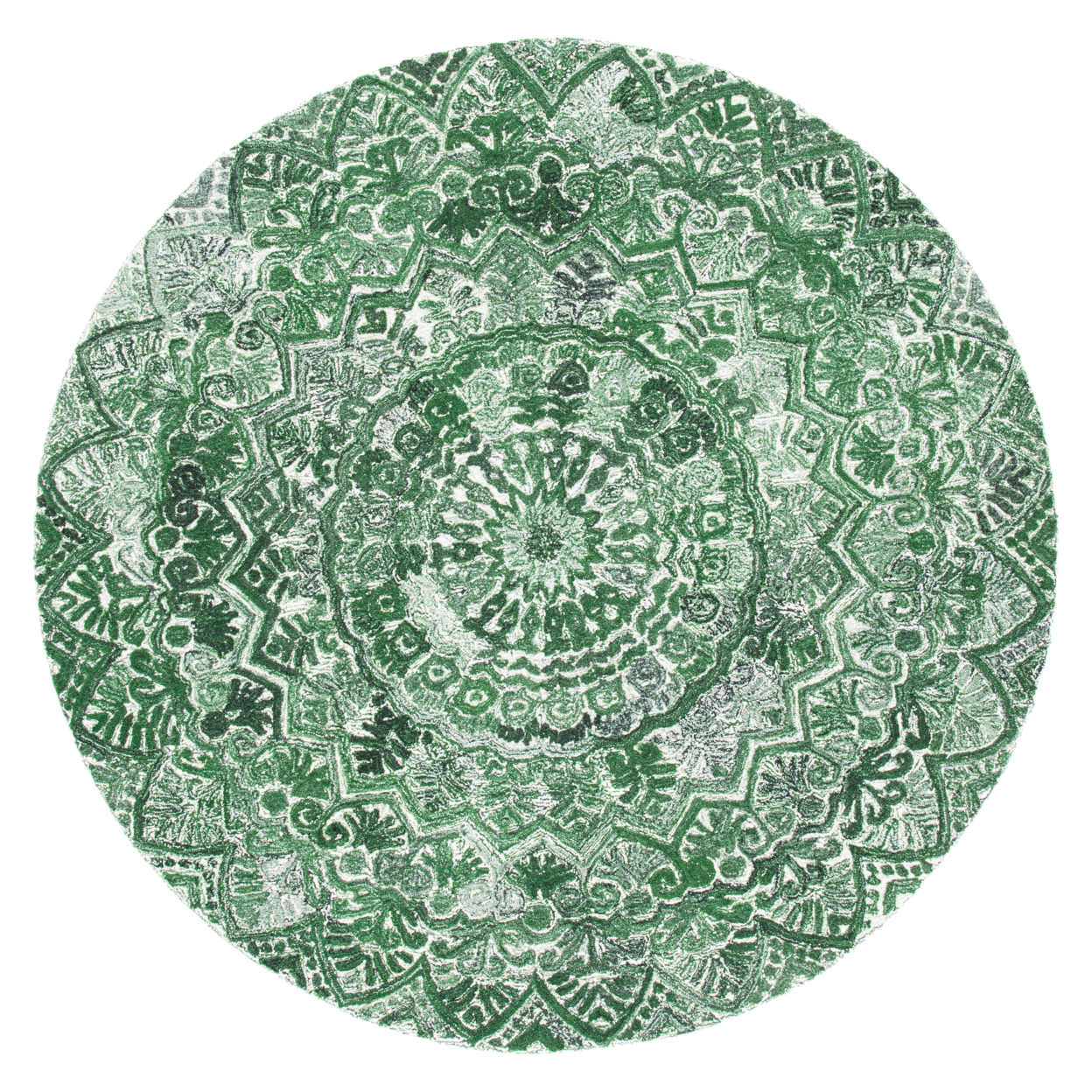 SAFAVIEH Marquee MRQ110Y Handmade Green / Ivory Rug - 8' Round