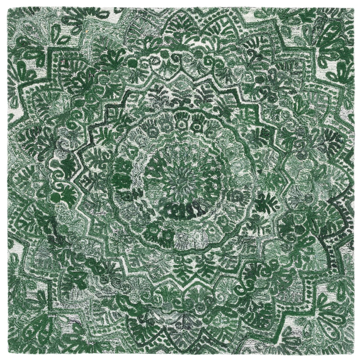 SAFAVIEH Marquee MRQ110Y Handmade Green / Ivory Rug - 4' Square