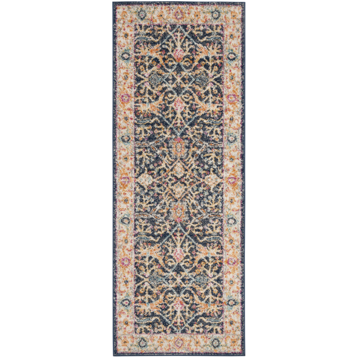 SAFAVIEH Madison Collection MAD612D Navy / Creme Rug - 5' X 5' Square