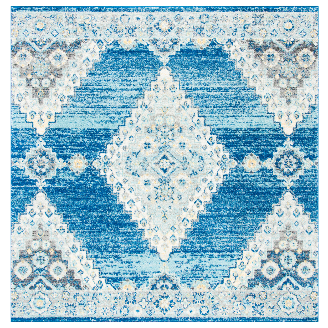 SAFAVIEH Madison Collection MAD615N Navy / Creme Rug - 6'-7 X 6'-7 Square