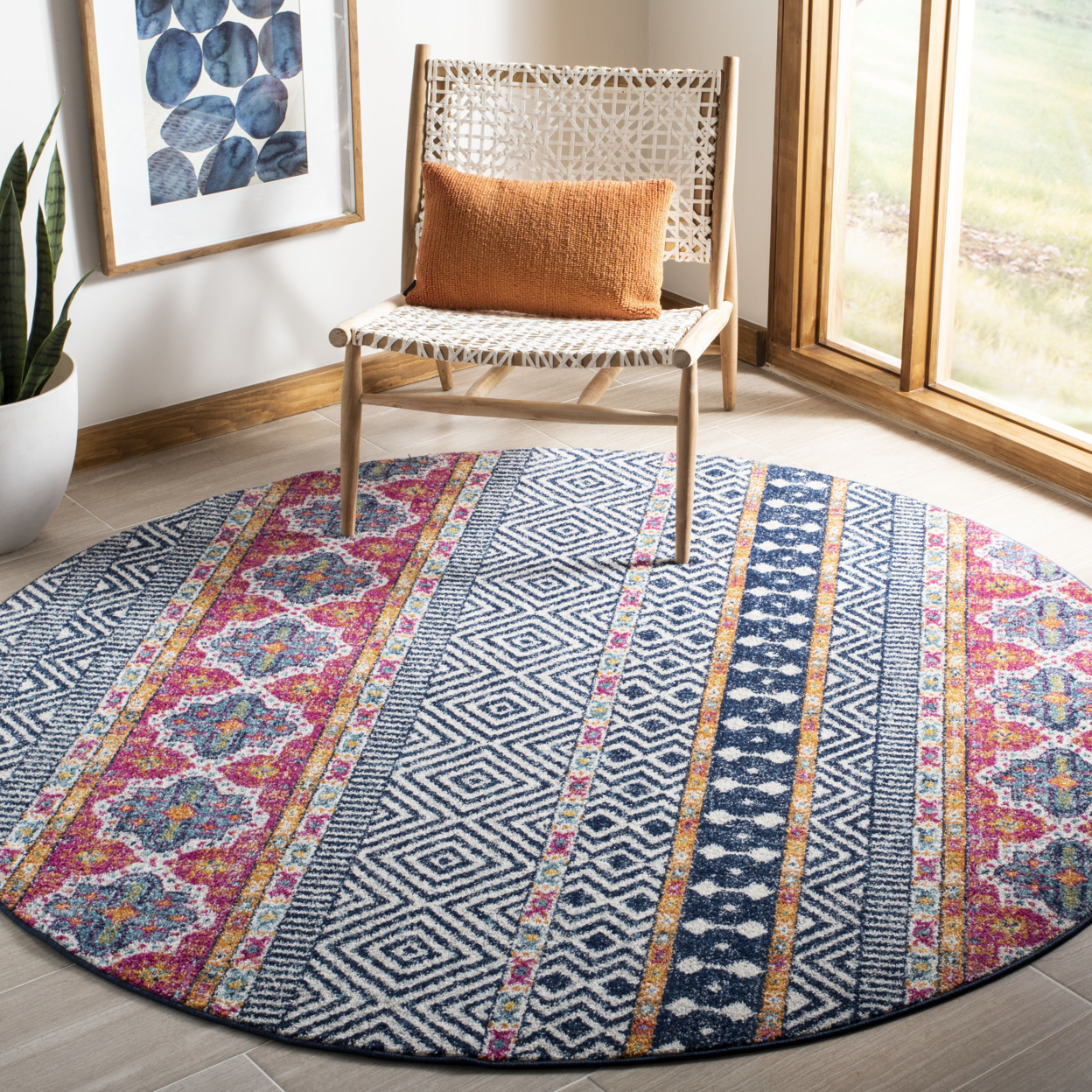 SAFAVIEH Madison Collection MAD797N Navy / Ivory Rug - 2'-3 X 4'