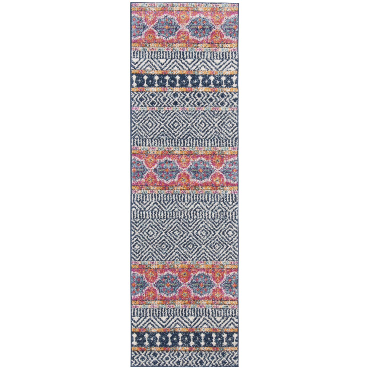 SAFAVIEH Madison Collection MAD797N Navy / Ivory Rug - 2' 3 X 20'