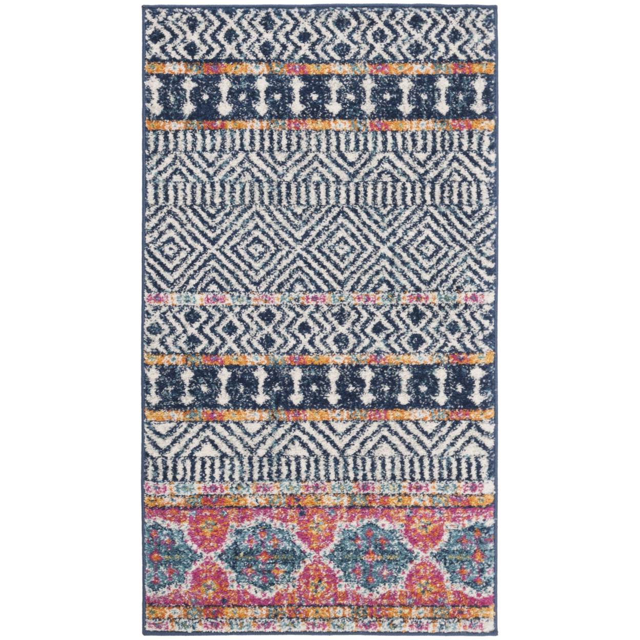 SAFAVIEH Madison Collection MAD797N Navy / Ivory Rug - 2'-3 X 4'