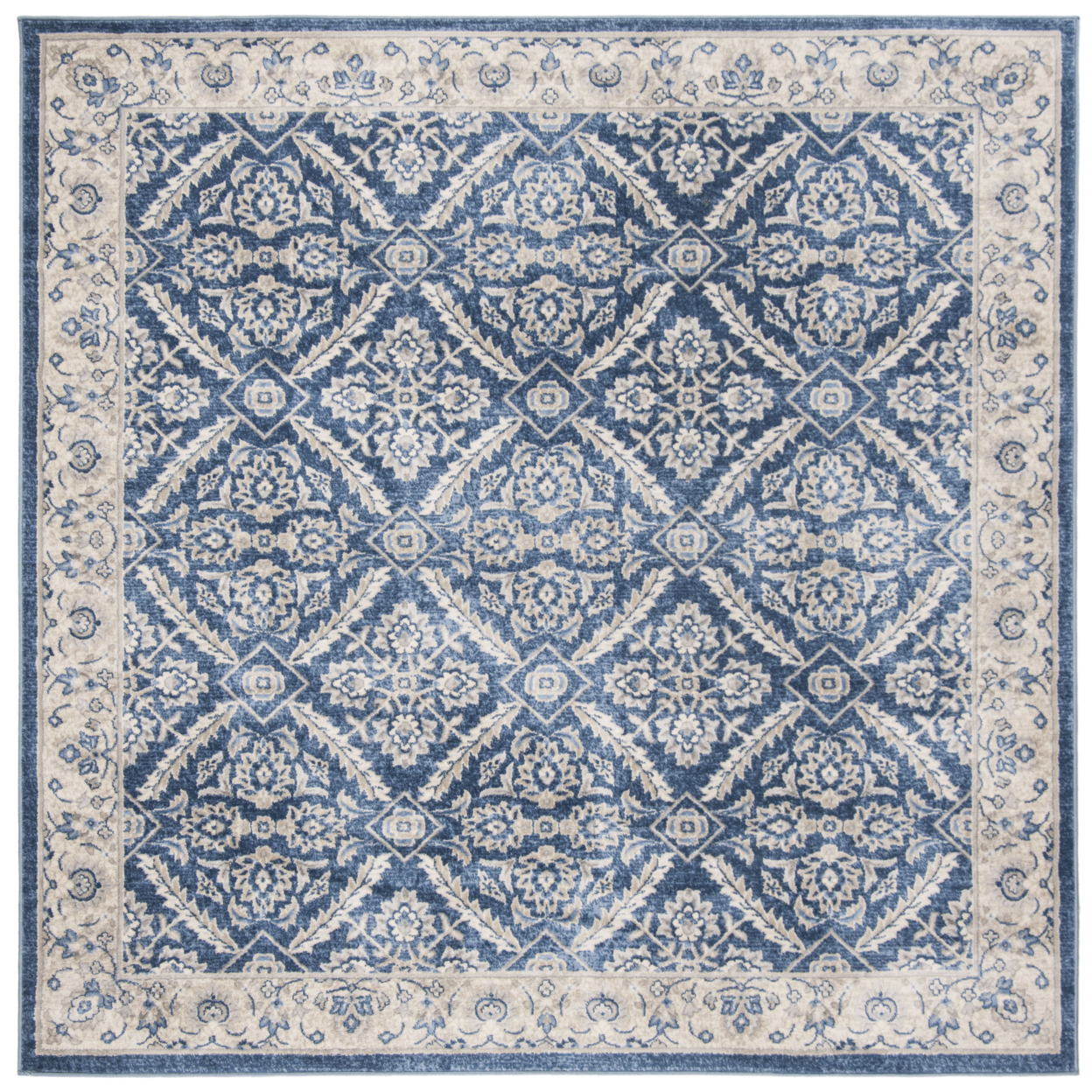 SAFAVIEH Brentwood Collection BNT863N Navy / Creme Rug - 6'-7 X 6'-7 Square
