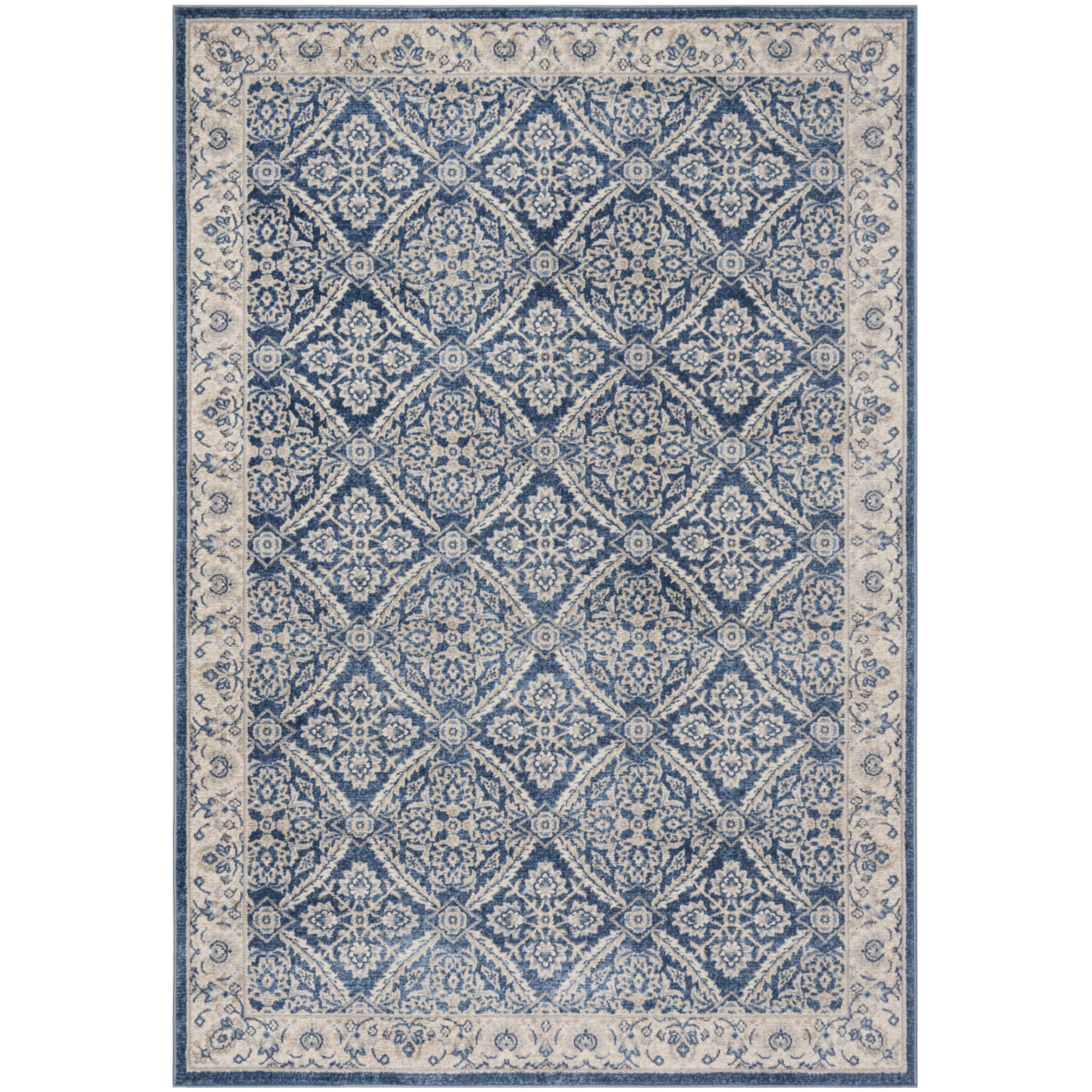 SAFAVIEH Brentwood Collection BNT863N Navy / Creme Rug - 5'-3 X 7'-6