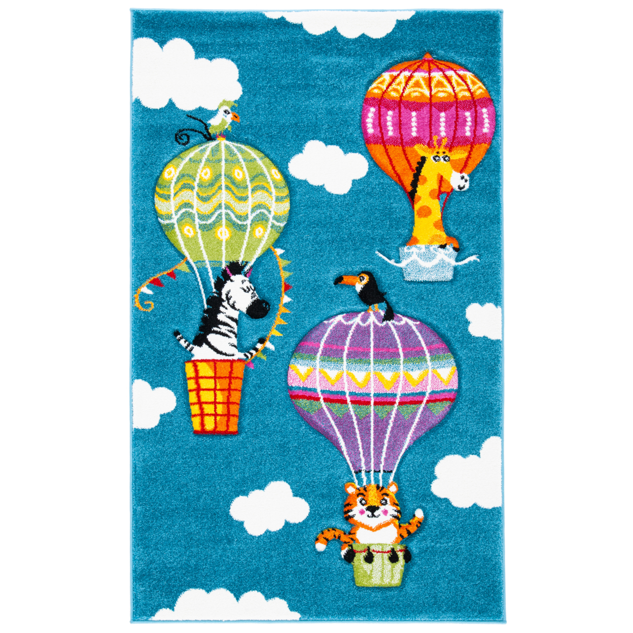 SAFAVIEH Carousel Kids Collection CRK118M Blue/Green Rug - 3' Square