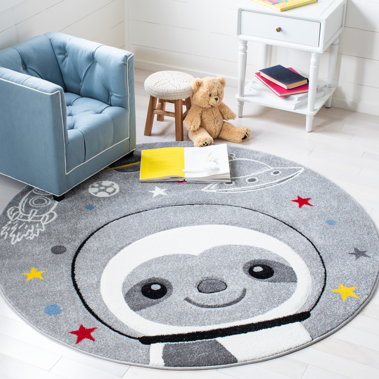 SAFAVIEH Carousel Kids Collection CRK140F Grey/Ivory Rug - 3' Square