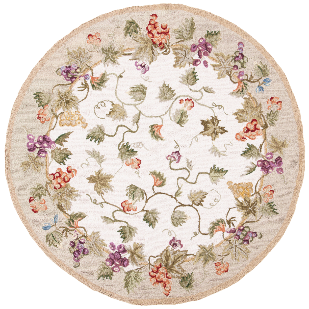 SAFAVIEH Chelsea Collection HK116A Hand-hooked Ivory Rug - 8' Round