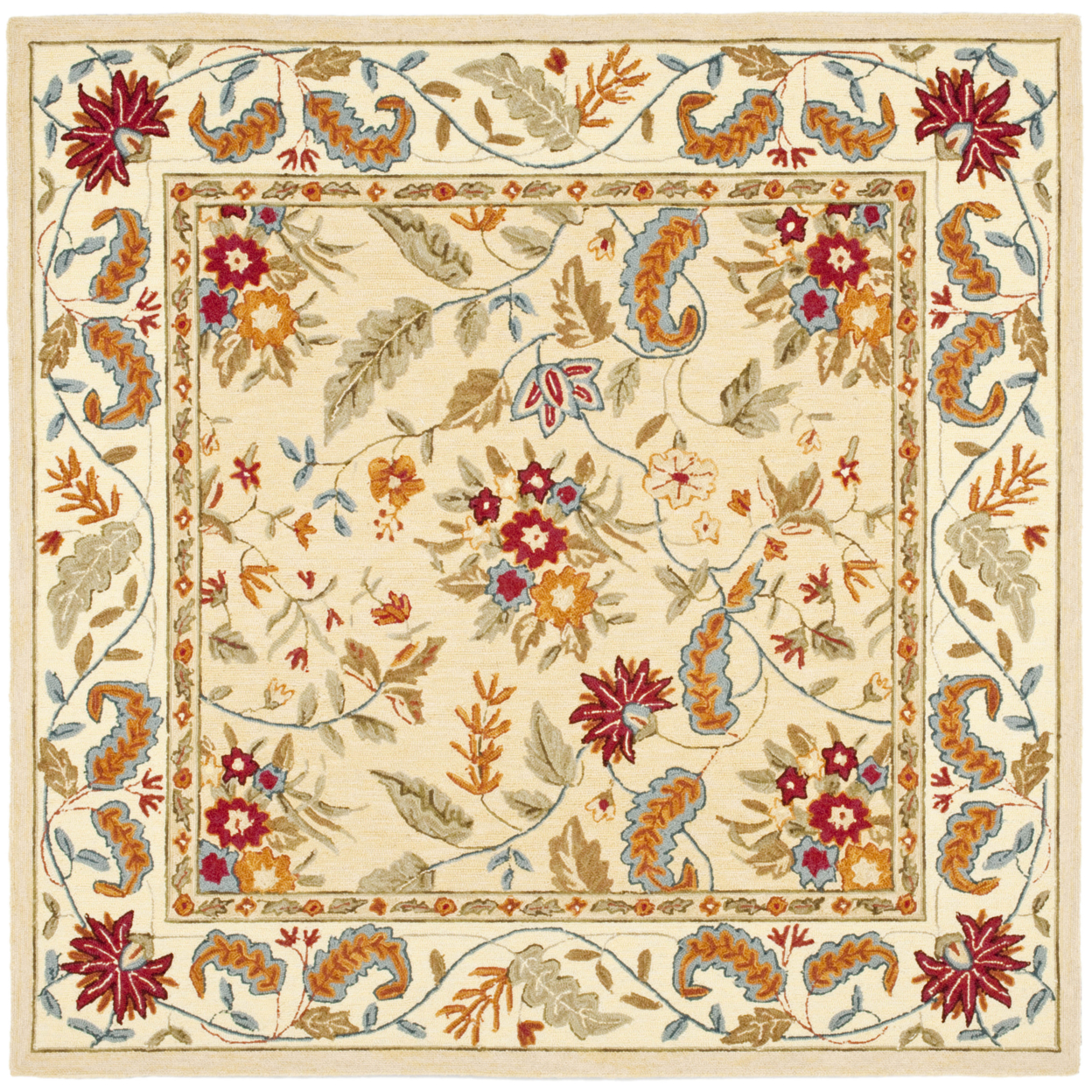 SAFAVIEH Chelsea Collection HK141A Hand-hooked Ivory Rug - 4' Square