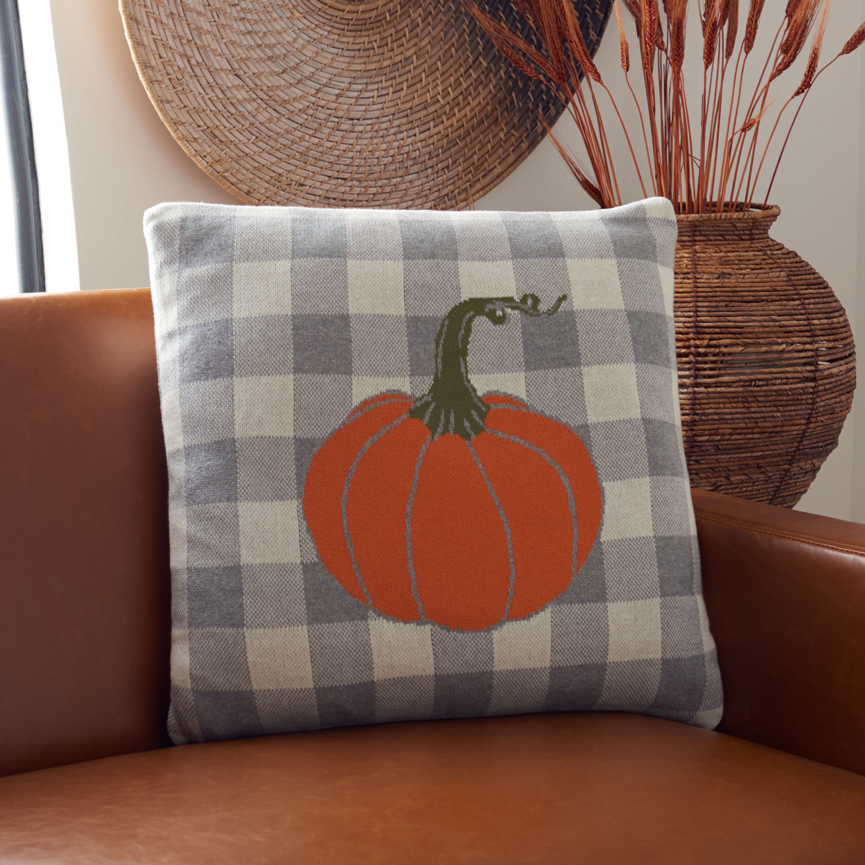 SAFAVIEH Fall Pumpkin Pillow Grey / Orange