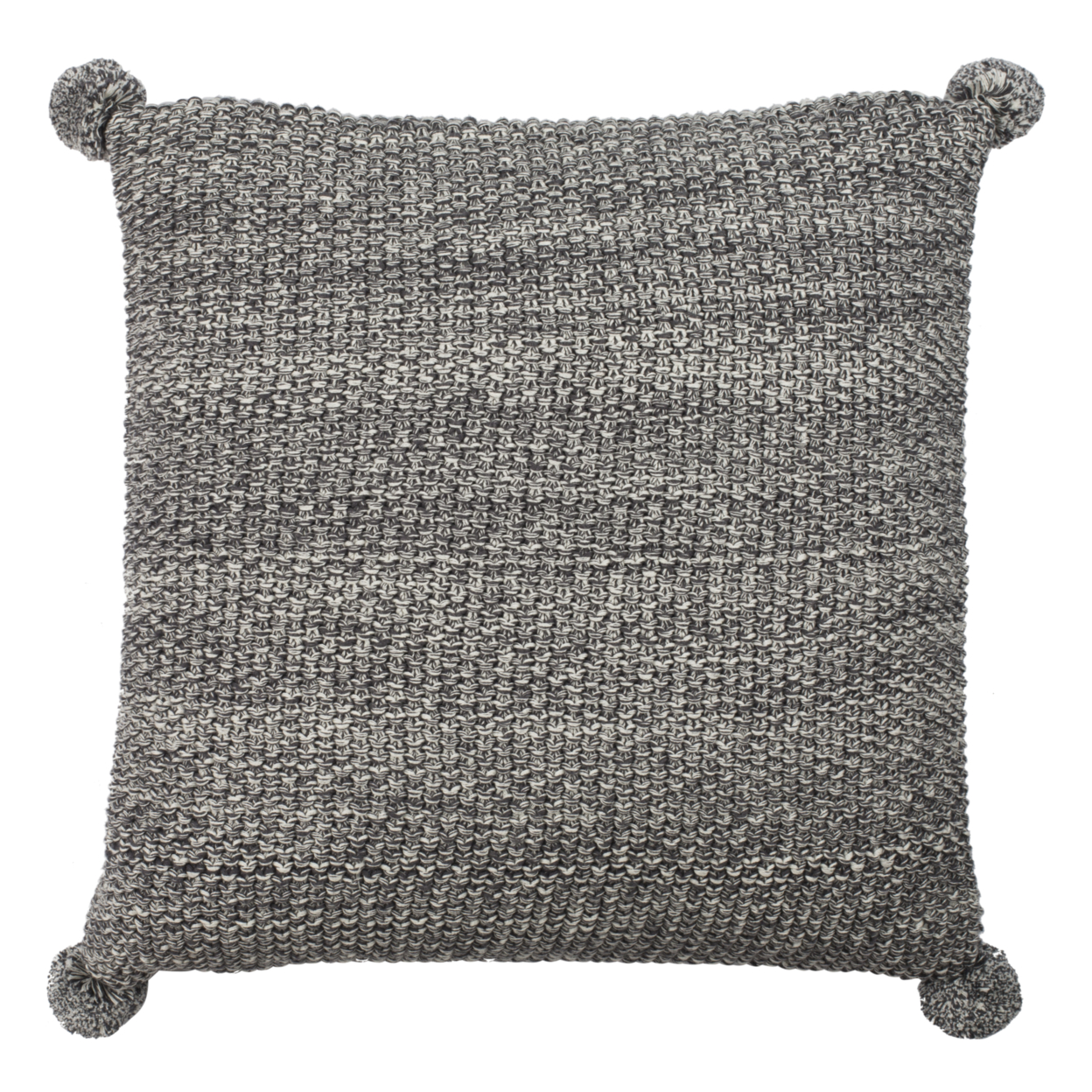SAFAVIEH Pom Pom Knit Pillow Dark Grey / Natural
