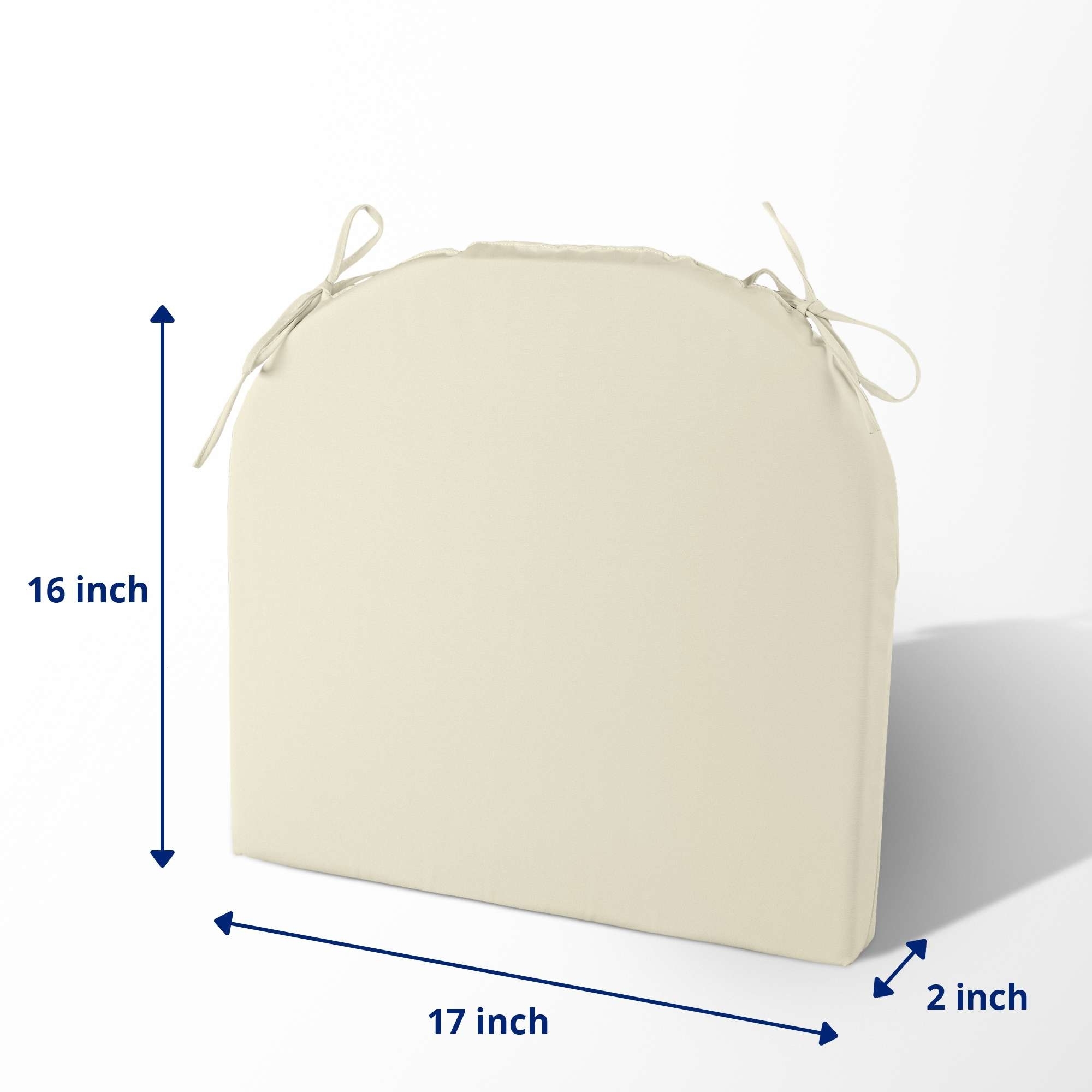 4 Pack Waterproof Ourdoor Seat Cushions High Density Foam Chair Pads With Ties - Beige, Square Corner
