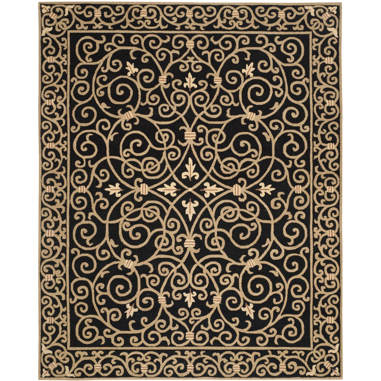 SAFAVIEH Chelsea Collection HK11A Hand-hooked Black Rug - 7' 6 X 9' 6 Oval