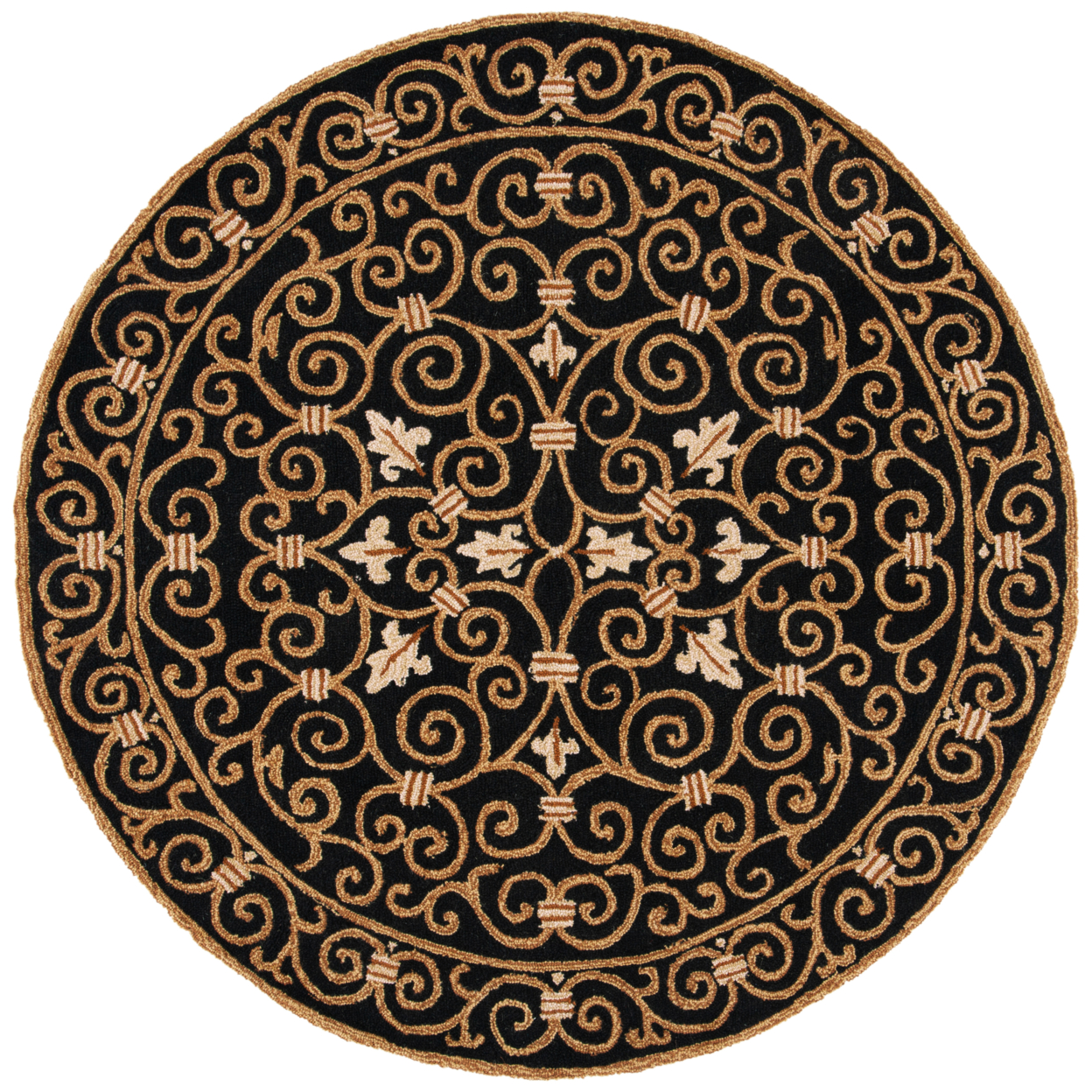 SAFAVIEH Chelsea Collection HK11A Hand-hooked Black Rug - 5' 6 Round