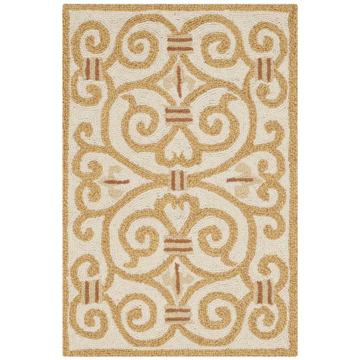 SAFAVIEH Chelsea HK11P Hand-hooked Ivory / Gold Rug - 4' 6 X 6' 6 Oval