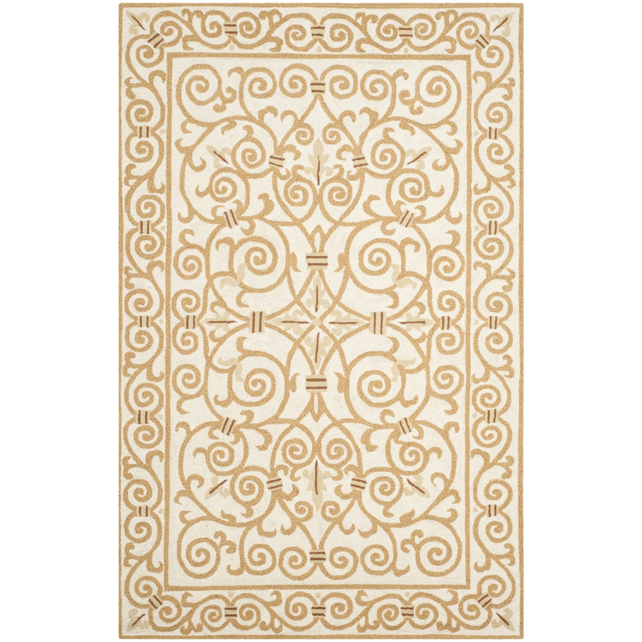 SAFAVIEH Chelsea HK11P Hand-hooked Ivory / Gold Rug - 7' 6 X 9' 6 Oval