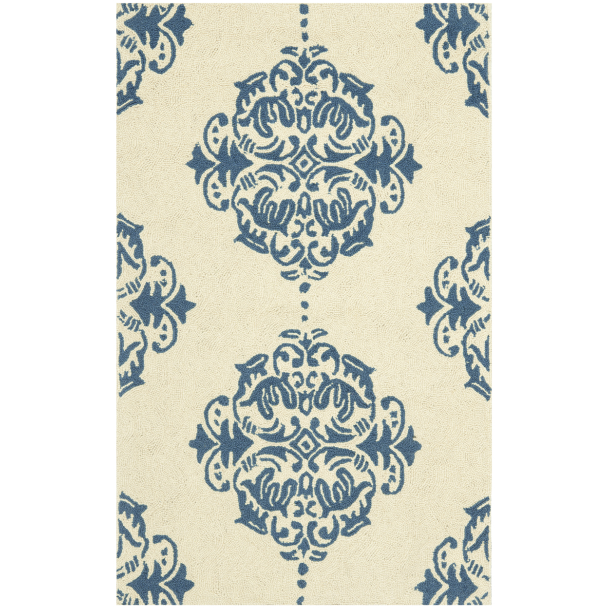 SAFAVIEH Chelsea HK145A Hand-hooked Ivory / Blue Rug - 3' 9 X 5' 9