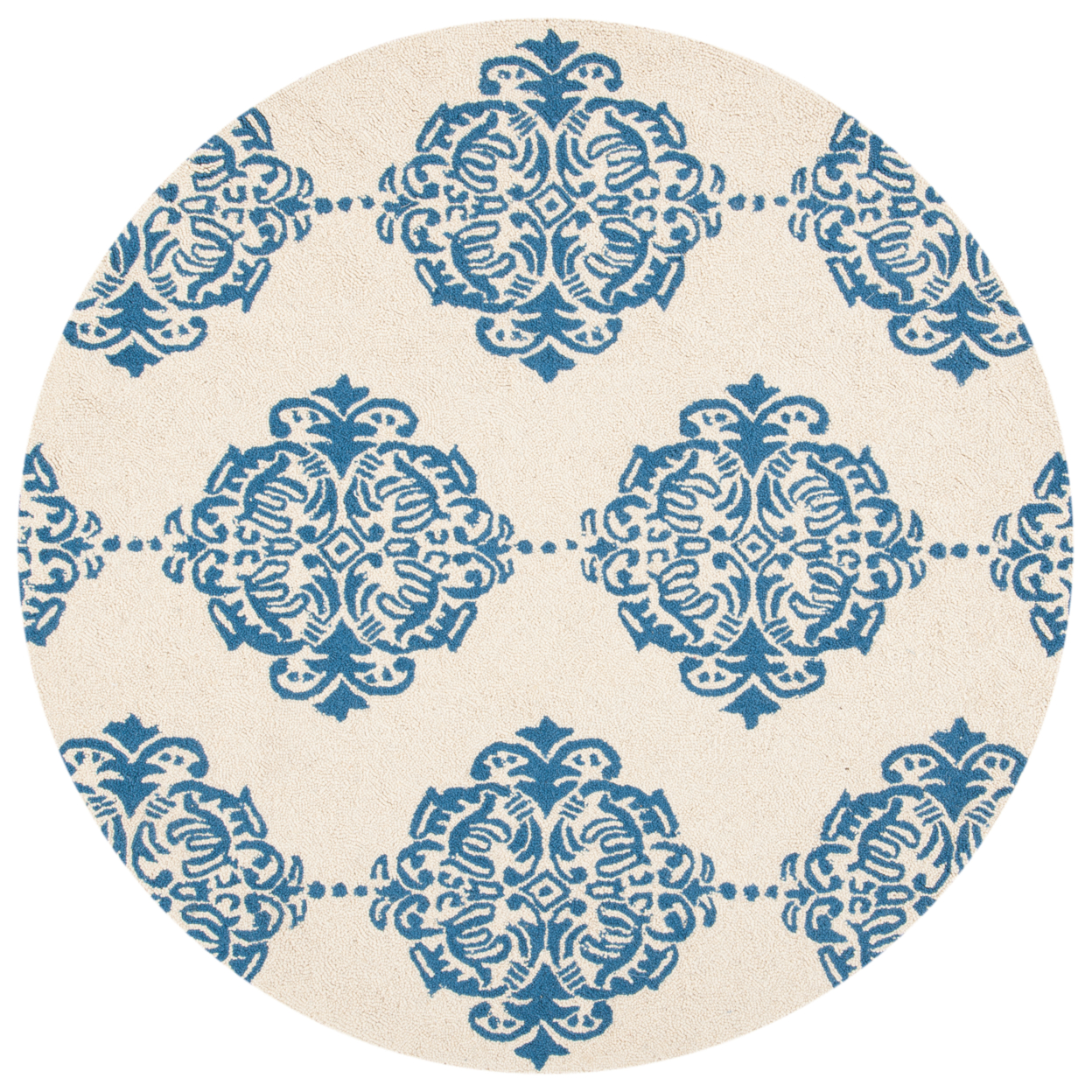SAFAVIEH Chelsea HK145A Hand-hooked Ivory / Blue Rug - 5' Round