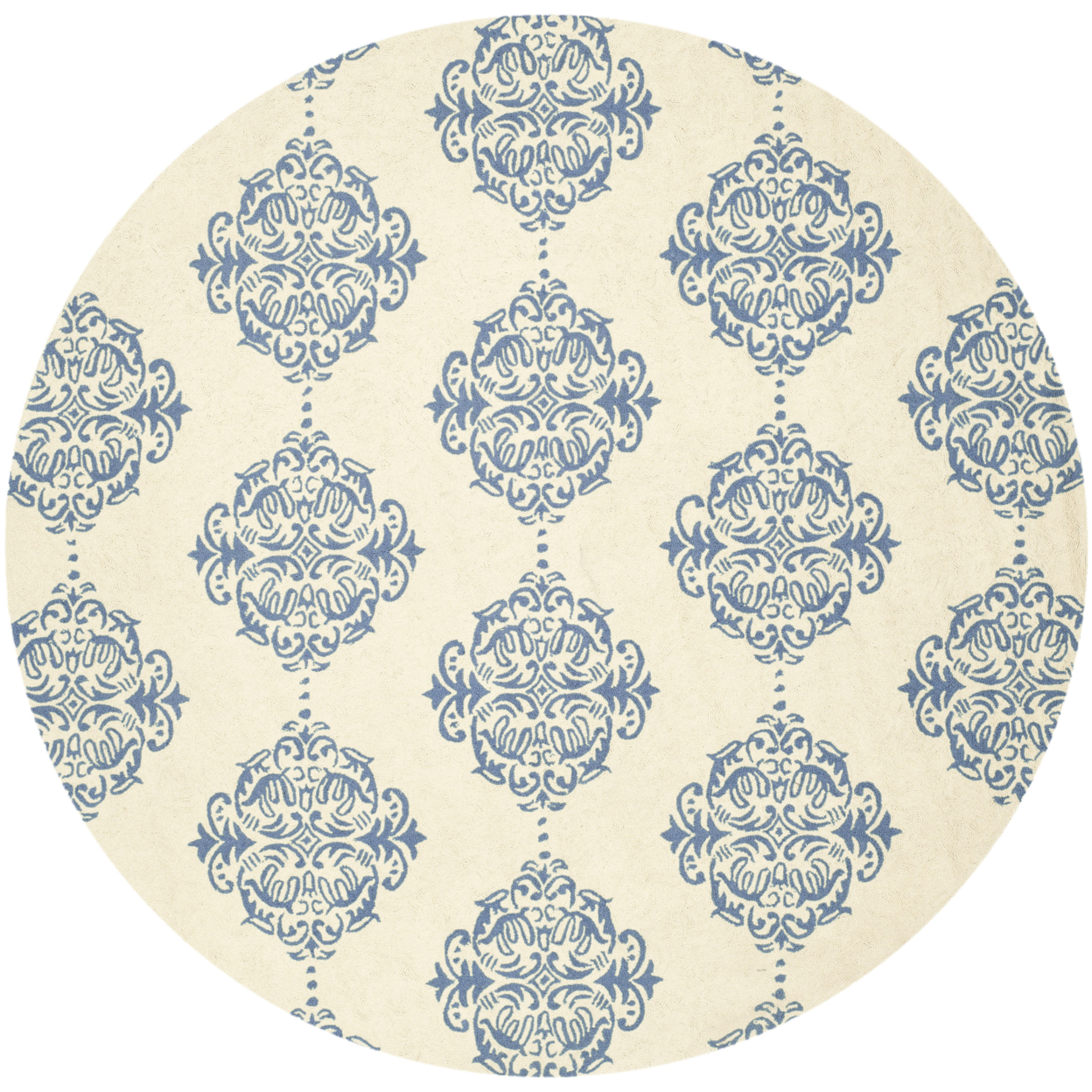 SAFAVIEH Chelsea HK145A Hand-hooked Ivory / Blue Rug - 8' Round