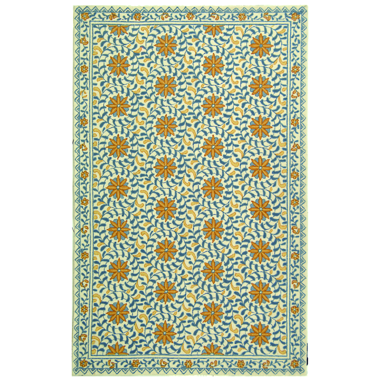SAFAVIEH Chelsea HK150A Hand-hooked Ivory / Blue Rug - 3' 9 X 5' 9