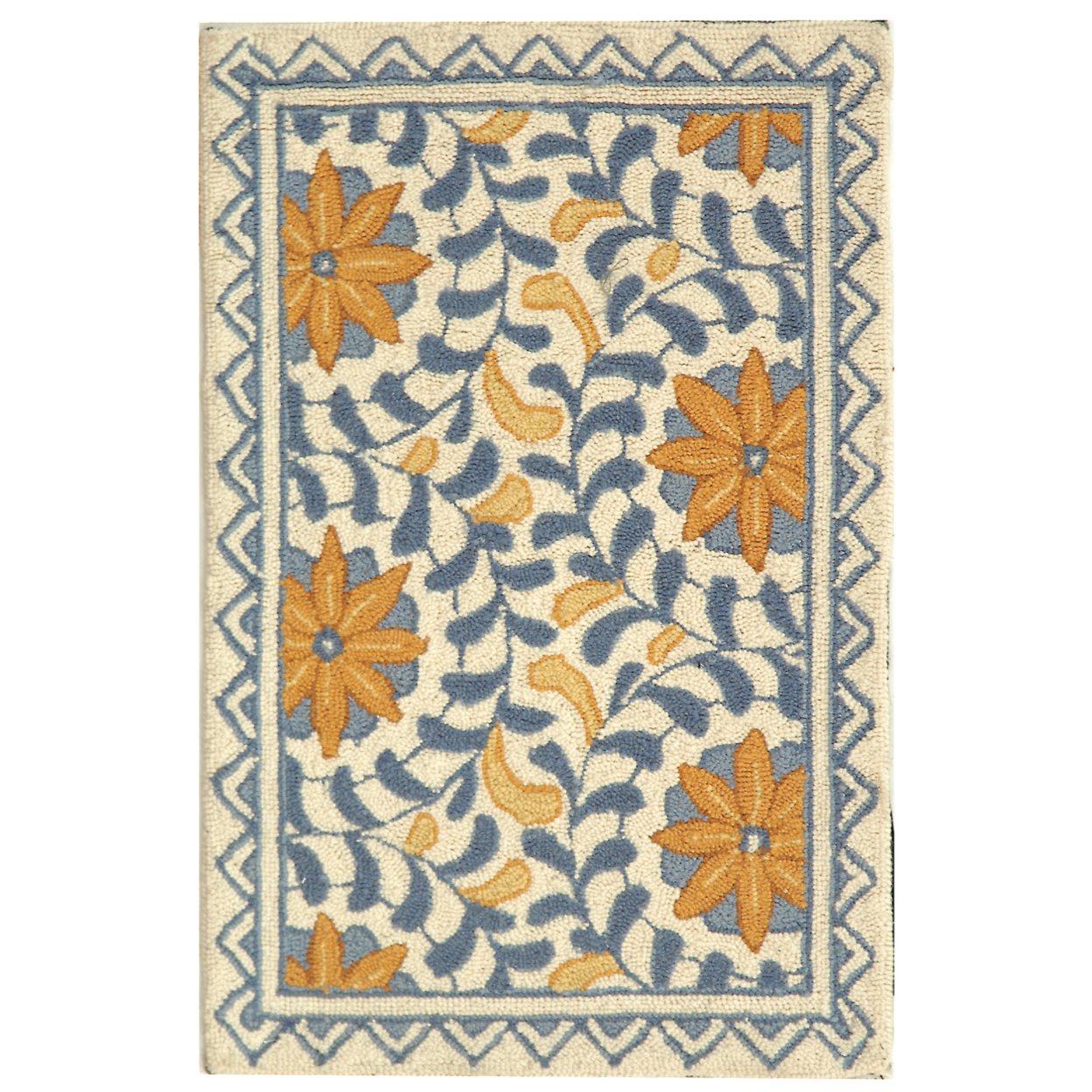SAFAVIEH Chelsea HK150A Hand-hooked Ivory / Blue Rug - 1' 8 X 2' 6
